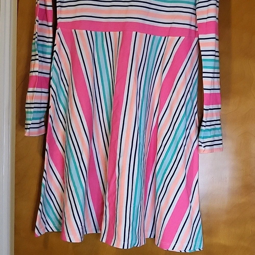 Girls Long Sleeve Multicolor Striped Dress